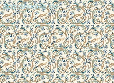 Geschenkpapier Art Nouveau Blumen, blau (R*)