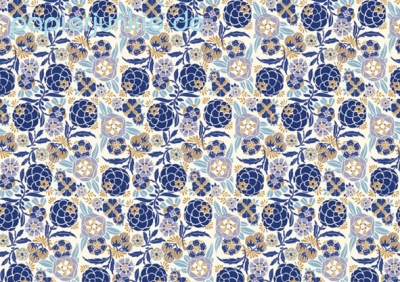 Geschenkpapier Liberty, Blumen blau (R*)