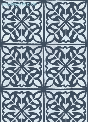 Geschenkpapier Fliesen, Blumen anthrazit/weiß