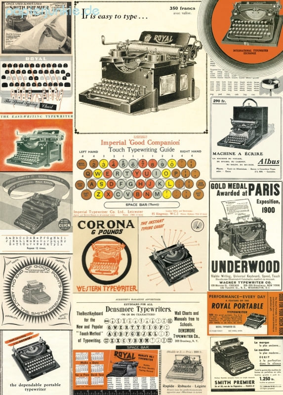 Geschenkpapier Vintage Typewriters, Schreibmaschine
