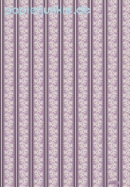 Geschenkpapier Purple 50s Floral & Stripe