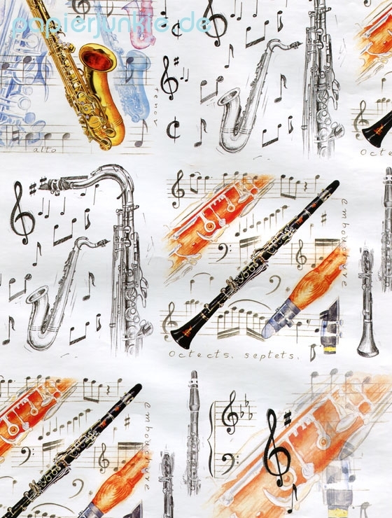 Geschenkpapier Saxophon / Klarinette