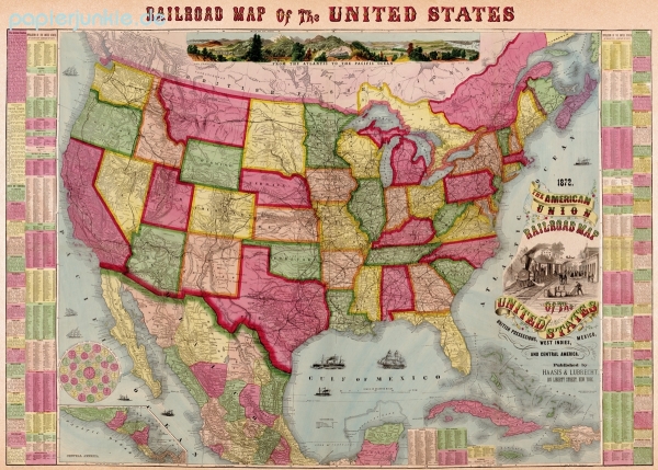 Geschenkpapier USA Railway Map, Eisenbahnen %