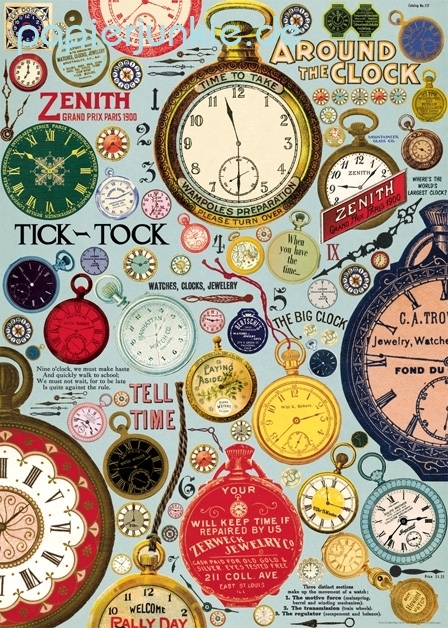 Geschenkpapier Clock Collage, Taschenuhren (Cavallini Papers)