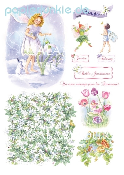 Decoupage-Papier Januar bis Dezember (12 Bogen)