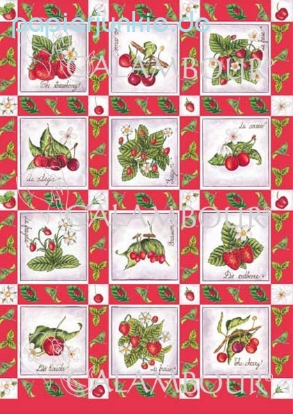 Decoupage-Papier Erdbeeren und Kirschen (R/F*)