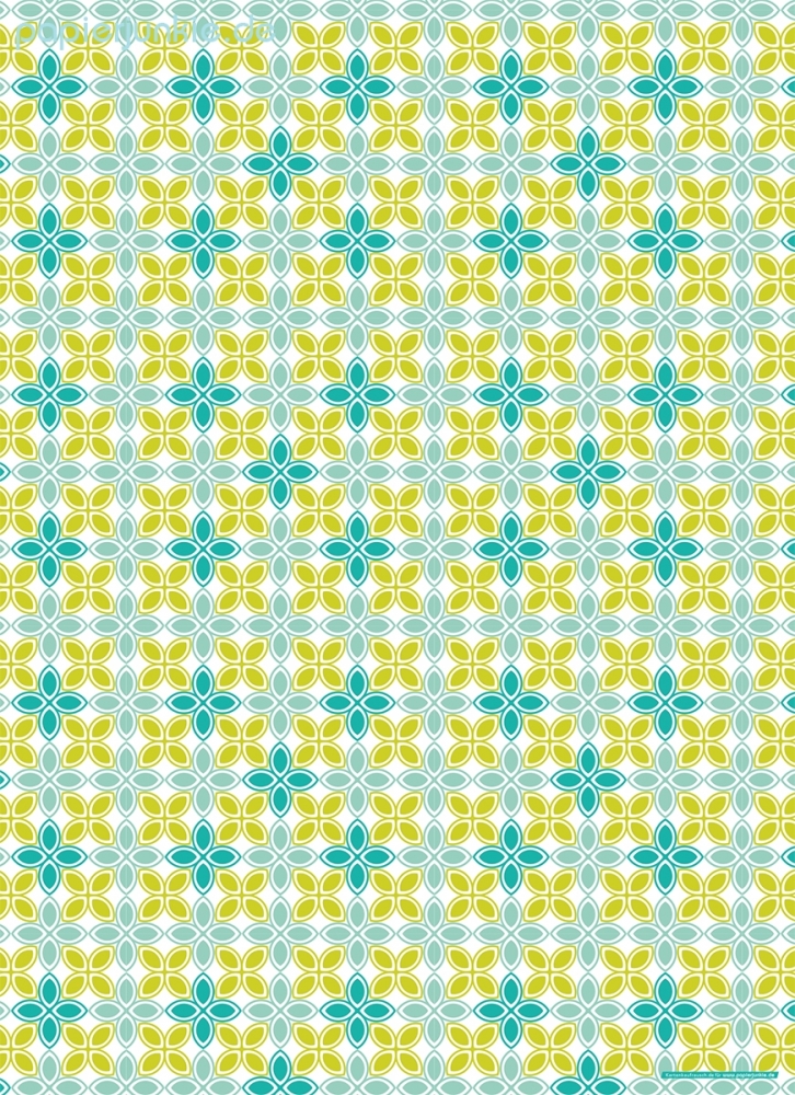 Geschenkpapier Blume, limone/blau/grün
