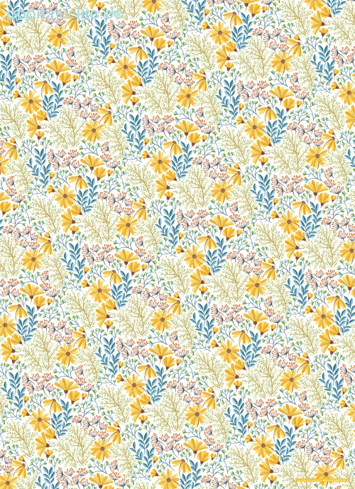 Geschenkpapier Blumenwiese, gelb/blau