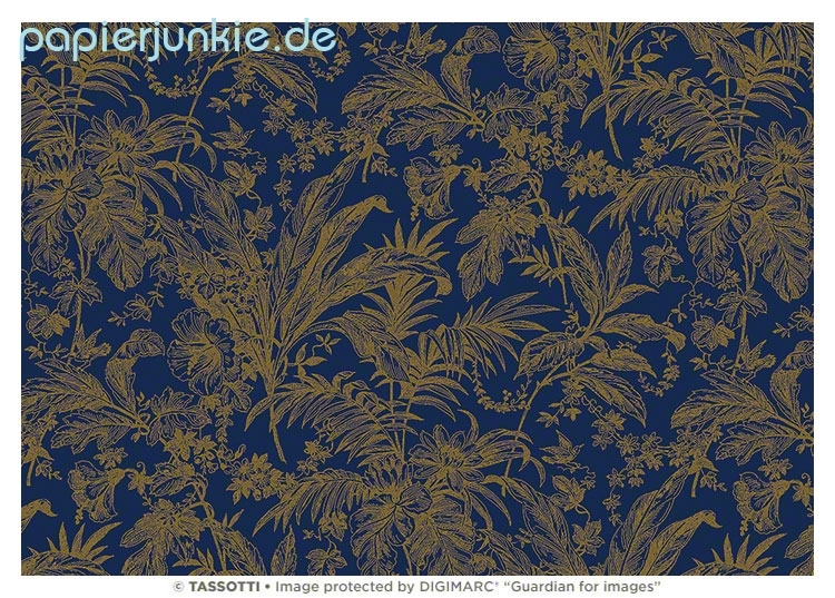 Geschenkpapier Damascato, blau/gold (Grafiche Tassotti / A*)