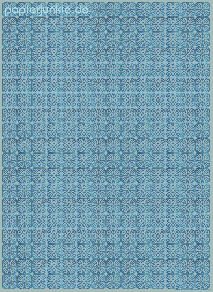 Geschenkpapier Fliesen, Blumen blau/türkis