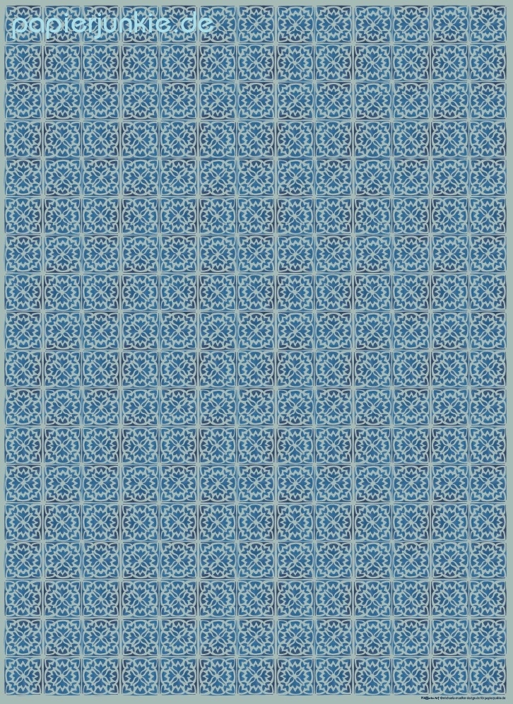 Geschenkpapier Fliesen, Blüte blau/türkis