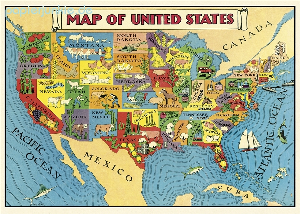 Geschenkpapier USA Map