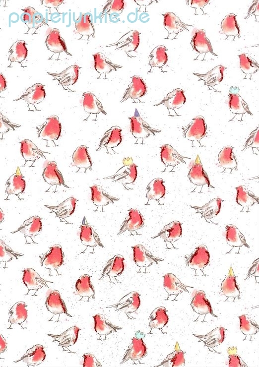 Geschenkpapier Robins, Rotkehlchen