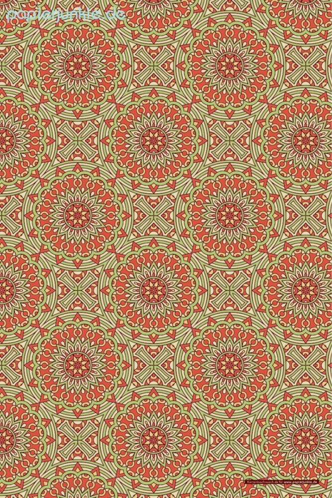 Geschenkpapier Blumen im Boho-Stil, rot/grün