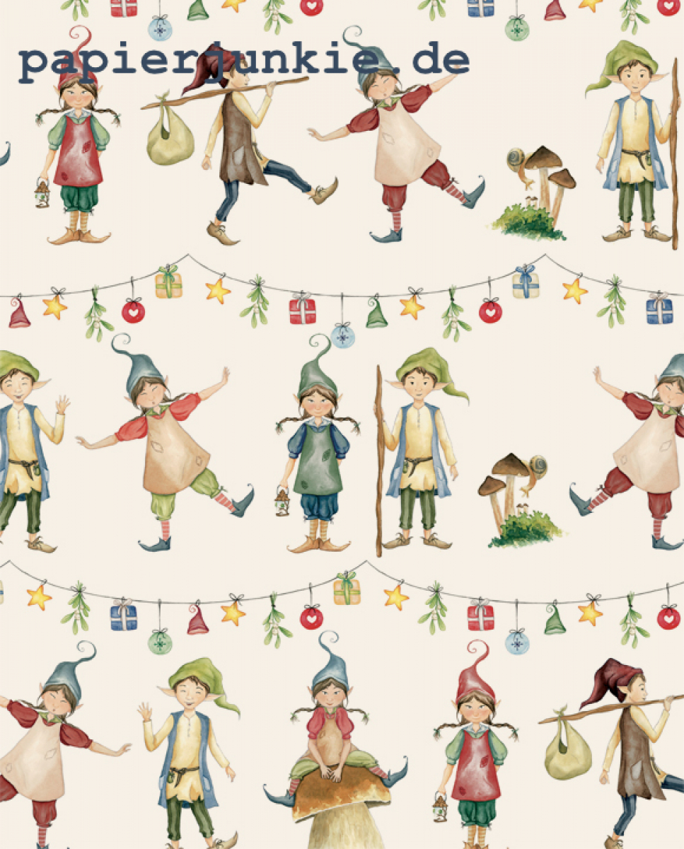 Geschenkpapier Elfi, funghi e fantasia di Natale