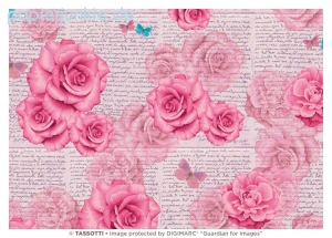 Geschenkpapier Rosen & Briefe, Rosa romantica (Grafiche Tassotti)
