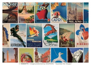 Geschenkpapier Italienische Postkarten, Manifesti Italia (Grafiche Tassotti)