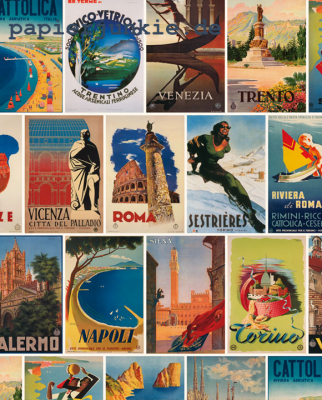 Geschenkpapier Italienische Postkarten, Manifesti Italia