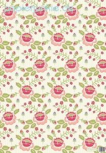 Geschenkpapier Vintage Pink & Olive Tea Rose