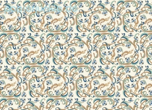 Geschenkpapier Art Nouveau Blumen, blau