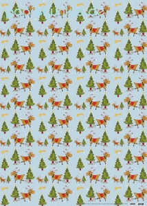 Geschenkpapier Rentier mit Weihnachtsbaum (R*)