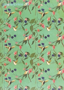 Geschenkpapier Carrie May, Vögel auf Grün (R*)