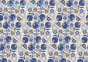 Geschenkpapier Liberty, Blumen blau