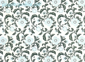 Letterpress Blumen, hellblau/grün