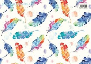 Geschenkpapier Federn, Regenbogenfarben (R*)