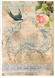 Decoupage-Papier Vintage, Rose (R*)