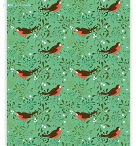 Geschenkpapier Vögel & Mistelzweige (3 Farben)