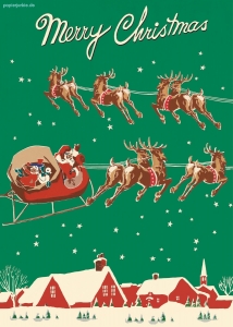 Geschenkpapier Santa & Sleigh