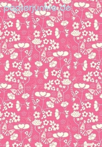 Geschenkpapier Pink with White Butterflies