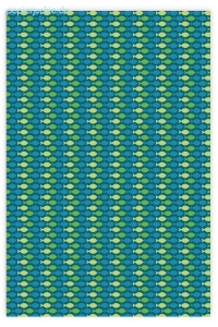 Geschenkpapier Kleine Fische, Grün auf Blau