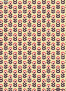 Geschenkpapier Retro-Blumen auf Gelb