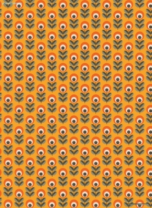 Geschenkpapier Retro-Blumen auf Orange/Grau