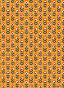 Geschenkpapier Retro-Blumen auf Orange/Grau