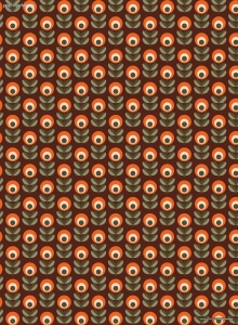 Geschenkpapier Retro-Blumen auf Braun