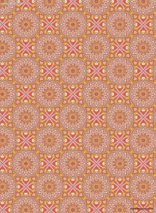 Geschenkpapier Ornament mit Boho Blüten, orange