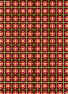 Geschenkpapier Retro-Blüte auf Kachel, aubergine
