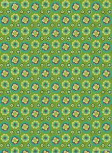 Geschenkpapier Retro-Blüten auf Grün