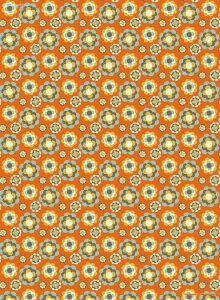 Geschenkpapier Retro-Blüten auf Orange
