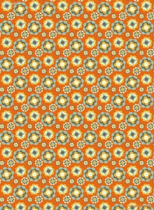Geschenkpapier Retro-Blüten auf Orange