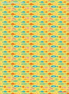 Geschenkpapier Bunte Fische auf Gelb