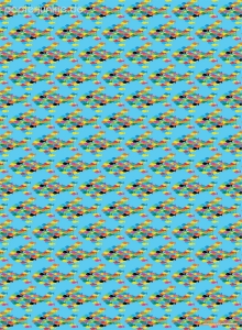 Geschenkpapier Fischschwarm auf Blau