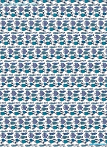 Geschenkpapier Fische blau/grün auf Weiß (A*)