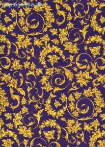 Carta Varese - Geschenkpapier Gelbe Blüten und Ranken auf Blau (A*)