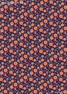 Geschenkpapier Blumen Orange/Lila auf Violett