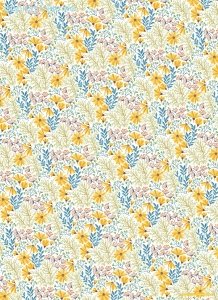 Geschenkpapier Blumenwiese, gelb/blau