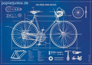 Geschenkpapier Bicycle Blueprint, Fahrrad